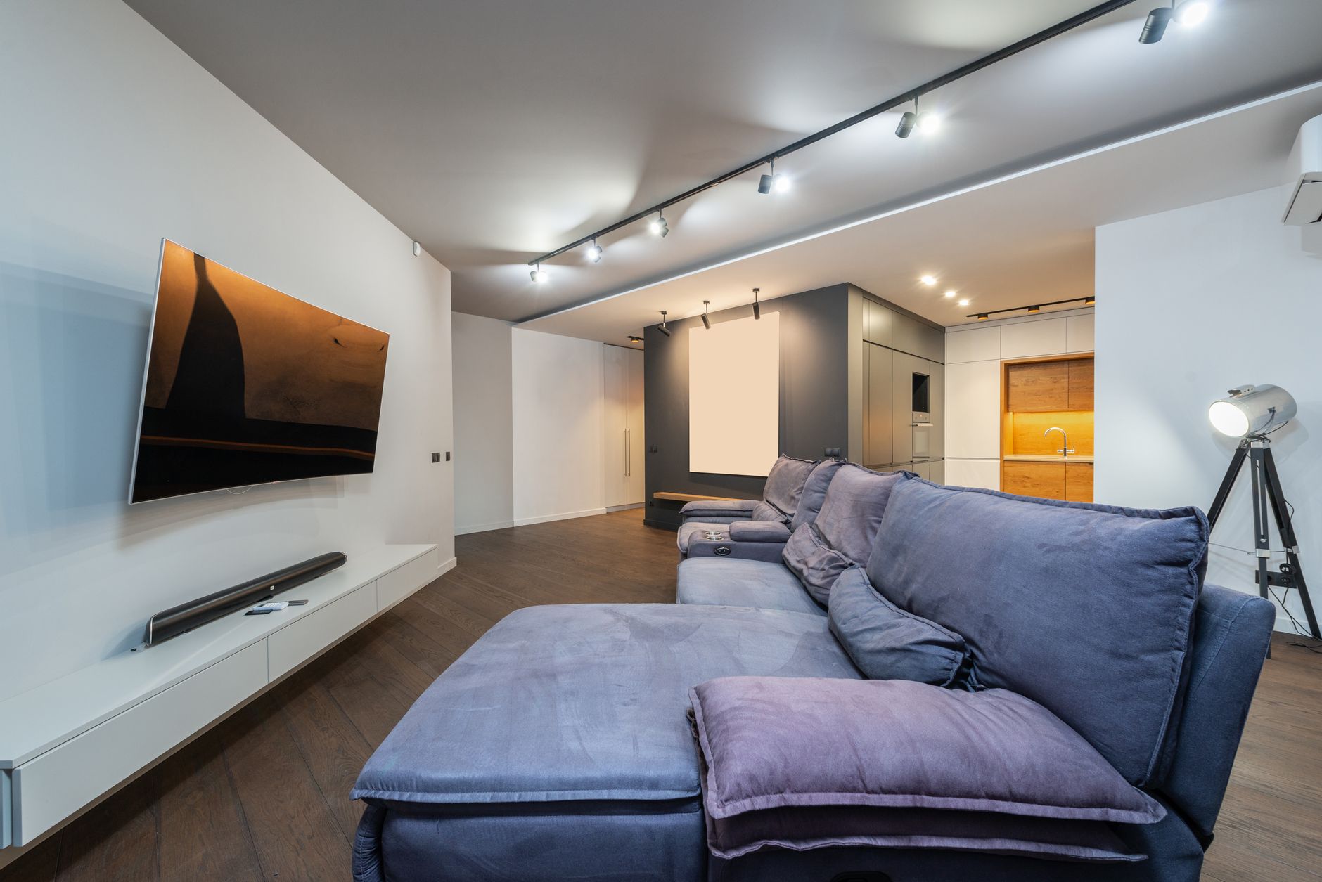 After — Living-room TV & floating shelves
